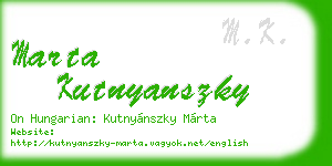 marta kutnyanszky business card