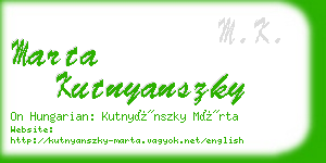 marta kutnyanszky business card